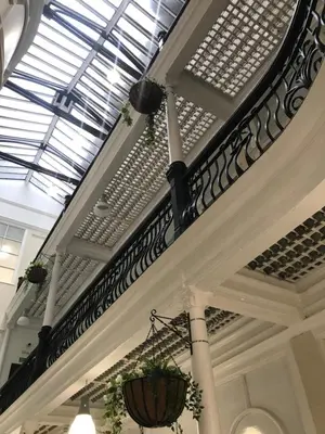 a staircase in a building with a potted plant at Terlon Apartments in Liverpool