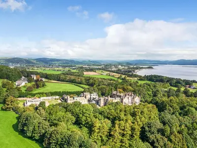an aerial view of lichfield palace and the river derwent at Eden House in Ulverston