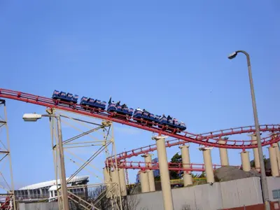 a group of people riding on a roller coaster at Seaforth Guest House - Pleasure Beach in Blackpool