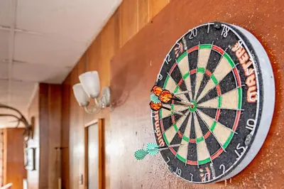 a dart board on a wall with a butterfly on it at The Headlands in Blackpool