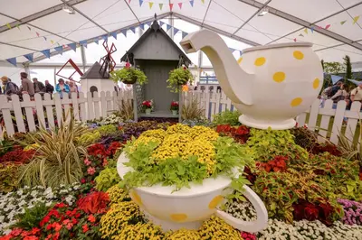 a display of flowers in a garden center at Edendale House in Southport