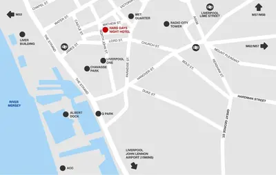 a map of the city of biloxi with mosques at Hard Days Night Hotel Liverpool in Liverpool