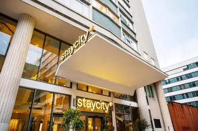 a building with a sign for a skypery at Staycity Aparthotels Liverpool Waterfront in Liverpool