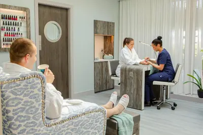 a group of people in a waiting room at a hospital at Wrightington Hotel, Health Club & Spa in Wigan