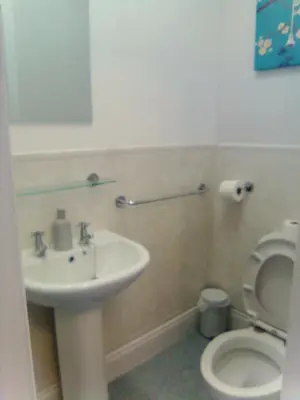 a bathroom with a sink and a toilet at The braeside families and couples in Blackpool