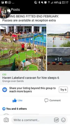 a screenshot of a webpage of a water park at Rydal 38 Haven lakeland LA11 7LT in Flookburgh