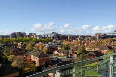 a view of a city from a building at Ropewalks Apartments by Happy Days in Liverpool