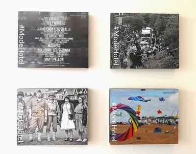 a group of pictures of people standing on a beach at Mode Hotel Lytham in Lytham St Annes