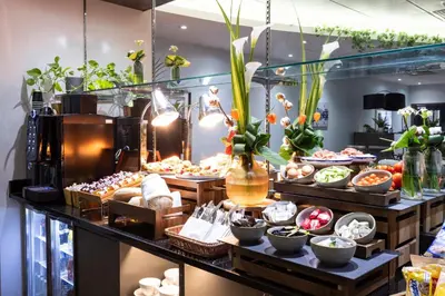 a buffet of food on display in a store at Crowne Plaza Liverpool City Centre by IHG in Liverpool