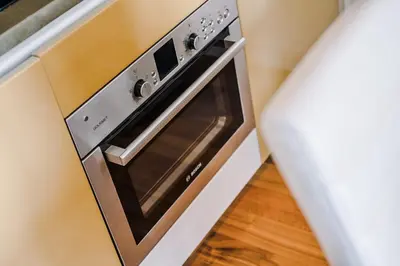a stainless steel oven in a kitchen at Host & Stay - Waterfront View in Liverpool