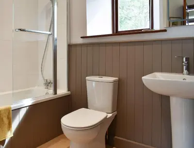 a bathroom with a toilet and a sink at Yew Tree Farm in High Newton
