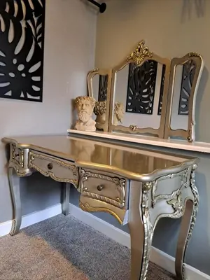 a dressing table with two mirrors on top of it at Harrington Suite in Liverpool