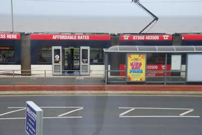 a train station on the side of a street at Brincliffe Hotel in Blackpool
