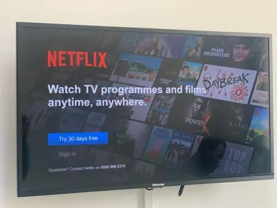 a television screen with a netflix presentation on it at Be My Guest Liverpool in Liverpool