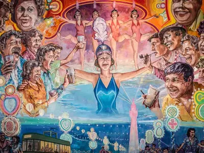 a mural on the side of a building at Thistle Dhu Guest House in Blackpool