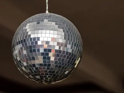 a disco ball is hanging from a ceiling at Thistle Dhu Guest House in Blackpool