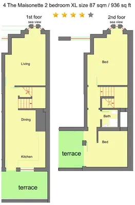 a floor plan of the masquerade bedroom xl size sq ft at Granada Apartments Queens Mansions in Blackpool