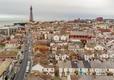 an aerial view of a city with a tower at The Central Suite Blackpool-Best Holiday Letting Home in Blackpool in Blackpool