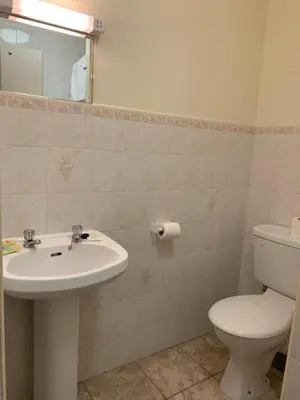 a bathroom with a sink and a toilet at OYO Wave Crest Hotel in Blackpool
