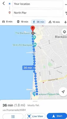 a screenshot of a map with a red marker at 2 Bedrooms Sleeps 7 Near Top Blackpool Attractions in Blackpool