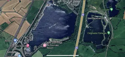 a map of a park with a lake at Keer Side Lodge, Luxury lodge with private hot tub at Pine Lake Resort in Carnforth