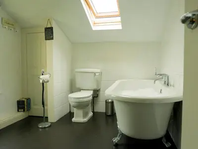 a bathroom with a tub and a toilet and a sink at Wild Duck in Pennington