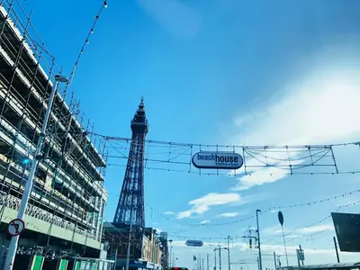 a view of the eiffel tower from a street at Mayfair Suite - 3x Bathrooms Close to Seafront in Blackpool