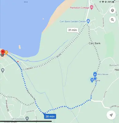 a map of the approximate location of the crash site at Milo’s Retreat in Arnside