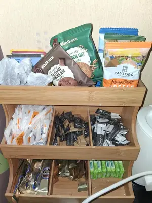 a drawer filled with food and other food items at Levens Terrace, Barrow Spa Therapy in Barrow in Furness
