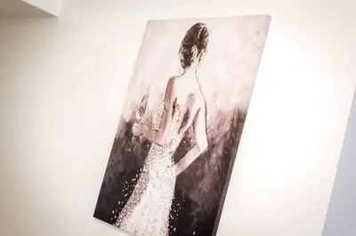 a painting of a woman in a white dress at Liverpool City Centre - Fabulous 3 En-suite Bedrooms - Sleeps 10 People in Liverpool