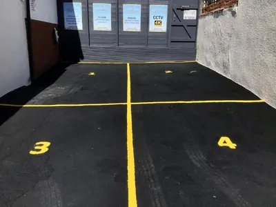 a parking lot with yellow lines in a building at Pembroke Hotel in Blackpool