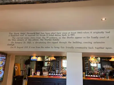 a sign above a bar in a pub at The Stork Hotel in Lancaster