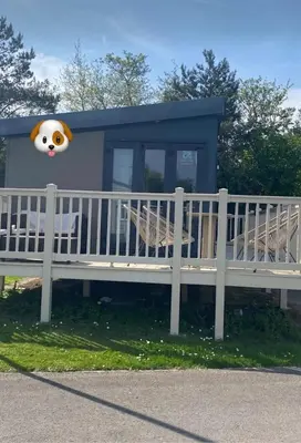 a house with a dog face on the side of it at Blackpool caravans Marton mere in Blackpool