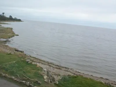 a view of a body of water with a beach at Shore Cottage in Silverdale