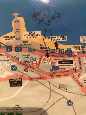 a close up of a map of a city at Lovely 2 bedroom modern loft apartment sea view in Morecambe