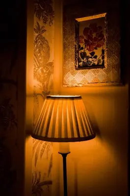 a lamp in a room with a picture on the wall at Westholme Hotel in Blackpool