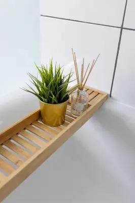 a wooden tray with two plants on it at Arkles House - Air Host & Stay - Anfield in Liverpool