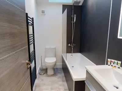 a bathroom with a toilet and a sink at Limestone in Ulverston