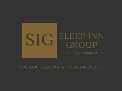 a sign that reads sleep in group with at Eden Retreats Serviced Apartments in Morecambe