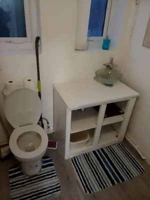 a bathroom with a toilet and a sink at Litherland Apartment in Litherland
