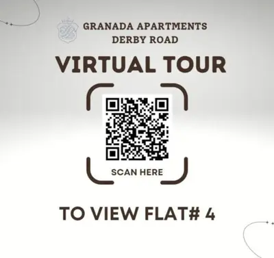 a poster for a virtual tour to view flight at Granada Apartments Derby Road in Blackpool