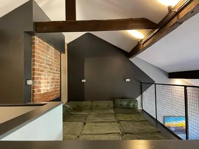 a view of a room with a brick wall at The Luxury Penthouse by Sasco Apartments in Blackpool