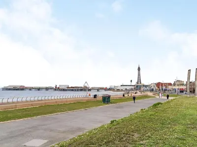 a view of the beach and the pier at Sea View Apartment One - Uk36846 in Blackpool