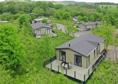 an overhead view of a house in a field at Bowland Escapes in Chipping