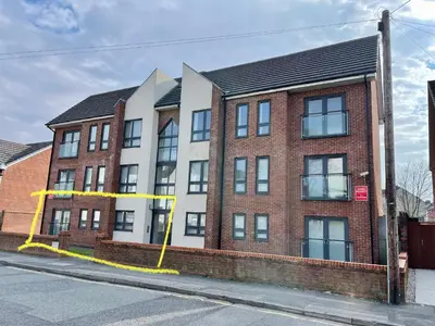 an apartment building with a yellow tape around it at Modern, Quiet, Sleeps 10, Anfield, Tourists, Liverpool in Liverpool