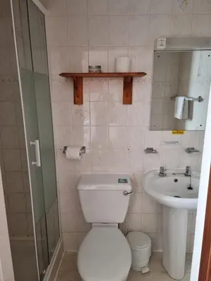 a bathroom with a toilet and a sink at Casablanca in Blackpool