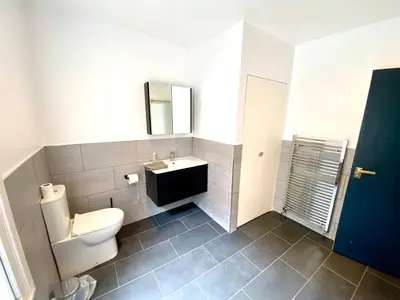a bathroom with a toilet and a sink at Beautiful Georgian Mansion! by City Sparrow in Liverpool