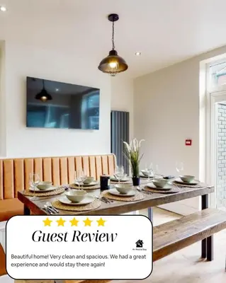 a dining room with a table with dishes on it at Lancefield House - Air Host & Stay - 5 Bedroom Sleeps 15 in Walton on the Hill