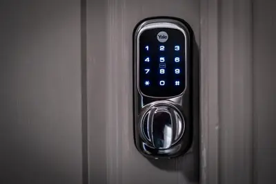 a close up of a remote control on a door at Dalton Sq Apartment 2 in Lancaster