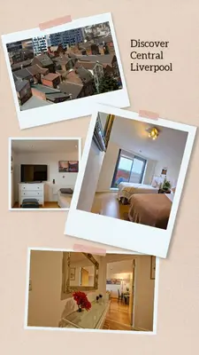 a collage of four pictures of a room at Sidemersey Livings- Convenient 1-Bedroom Flat with a View, Central Liverpool in Liverpool